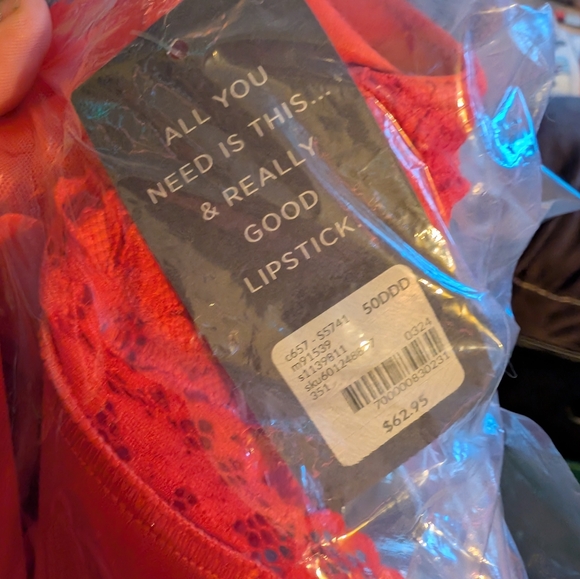 Lane Bryant Cacique V-Wire Lace Balconette Bra 50DDD in Flame Scarlet NWT - Picture 4 of 4